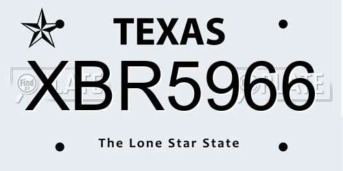 XBR5966 Texas License Plate