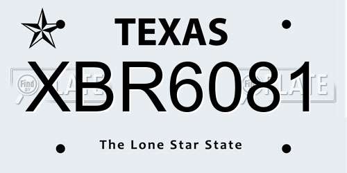XBR6081 Texas License Plate