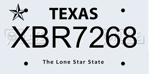 XBR7268 Texas License Plate