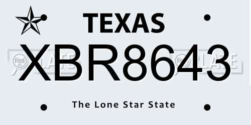 XBR8643 Texas License Plate