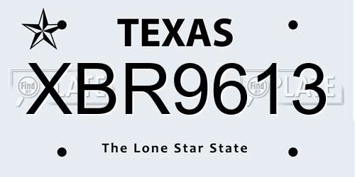 XBR9613 Texas License Plate