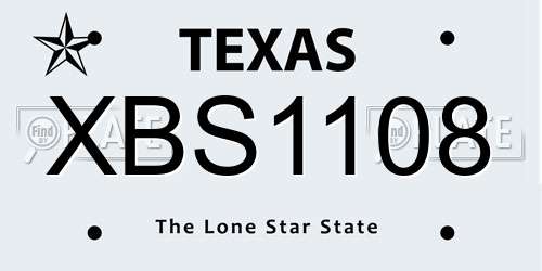 XBS1108 Texas License Plate