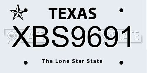 XBS9691 Texas License Plate