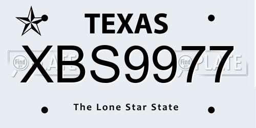 XBS9977 Texas License Plate