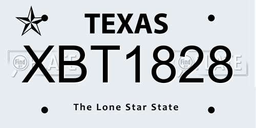 XBT1828 Texas License Plate