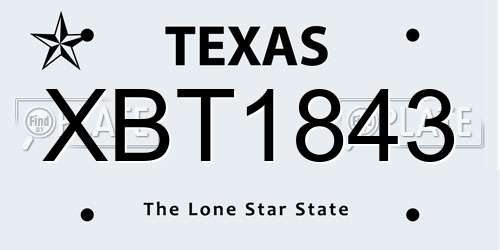 XBT1843 Texas License Plate
