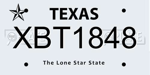 XBT1848 Texas License Plate