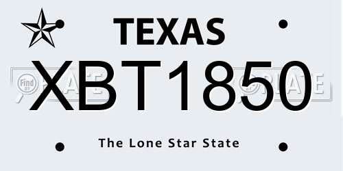 XBT1850 Texas License Plate