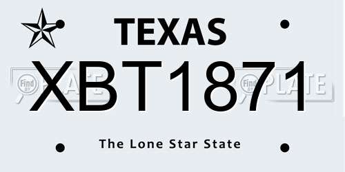 XBT1871 Texas License Plate