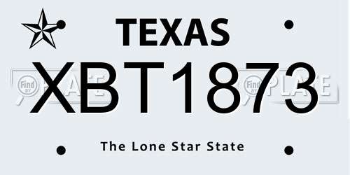 XBT1873 Texas License Plate