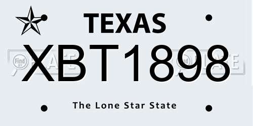 XBT1898 Texas License Plate
