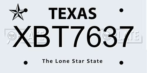 XBT7637 Texas License Plate