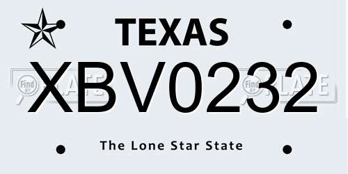 XBV0232 Texas License Plate