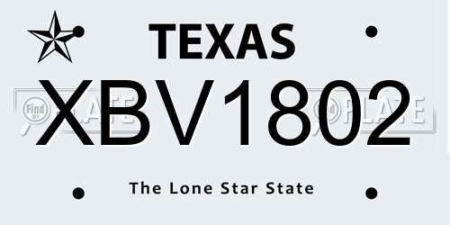 XBV1802 Texas License Plate