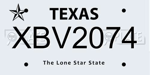 XBV2074 Texas License Plate
