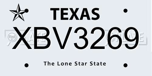 XBV3269 Texas License Plate