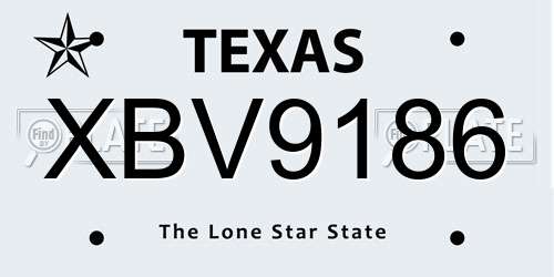 XBV9186 Texas License Plate