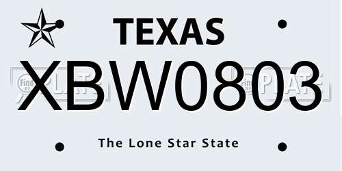 XBW0803 Texas License Plate
