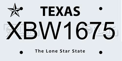 XBW1675 Texas License Plate