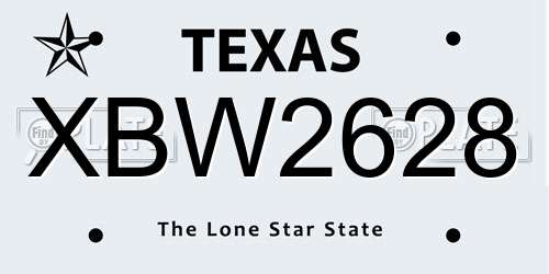 XBW2628 Texas License Plate