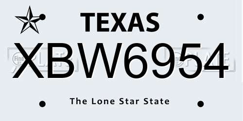 XBW6954 Texas License Plate