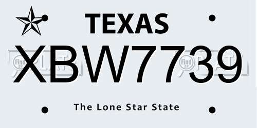 XBW7739 Texas License Plate