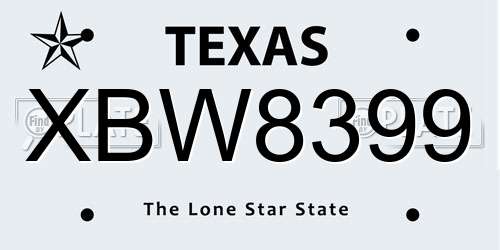 XBW8399 Texas License Plate