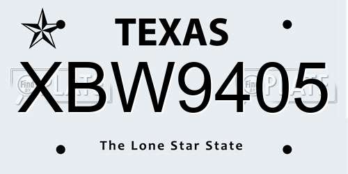 XBW9405 Texas License Plate