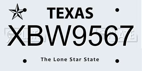 XBW9567 Texas License Plate