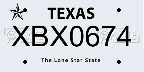 XBX0674 Texas License Plate