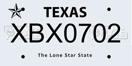 XBX0702 Texas License Plate
