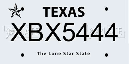 XBX5444 Texas License Plate
