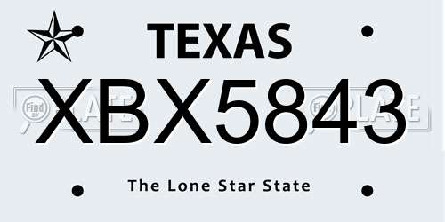 XBX5843 Texas License Plate