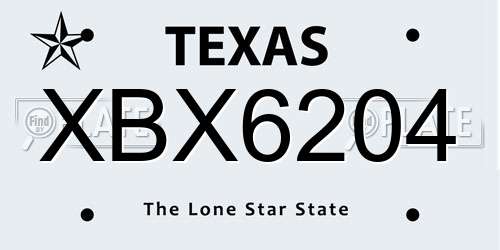 XBX6204 Texas License Plate