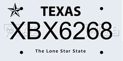 XBX6268 Texas License Plate