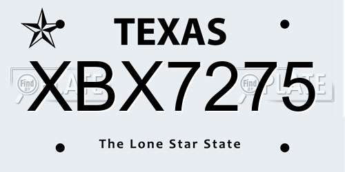 XBX7275 Texas License Plate