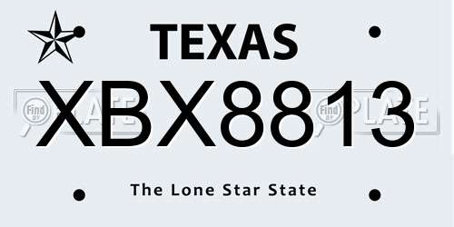 XBX8813 Texas License Plate