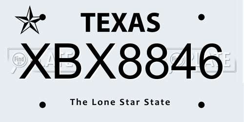 XBX8846 Texas License Plate