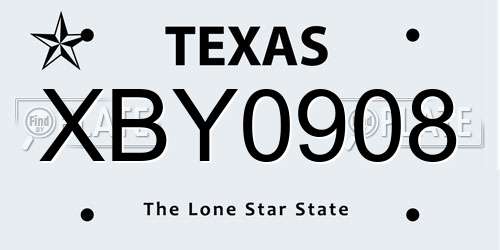 XBY0908 Texas License Plate