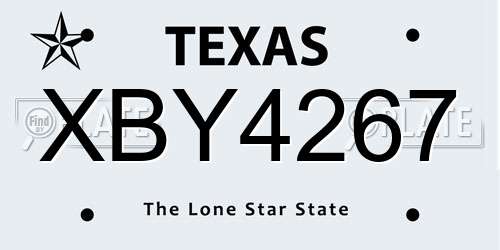 XBY4267 Texas License Plate