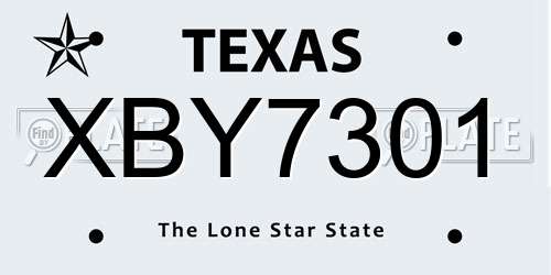 XBY7301 Texas License Plate