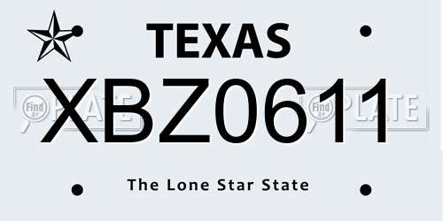 XBZ0611 Texas License Plate