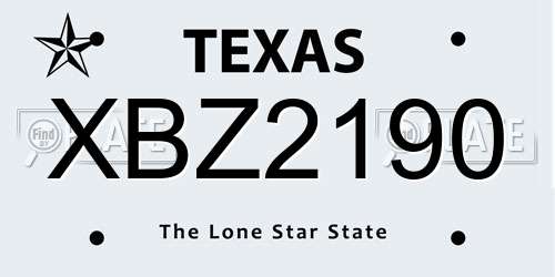 XBZ2190 Texas License Plate