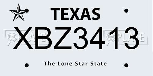 XBZ3413 Texas License Plate