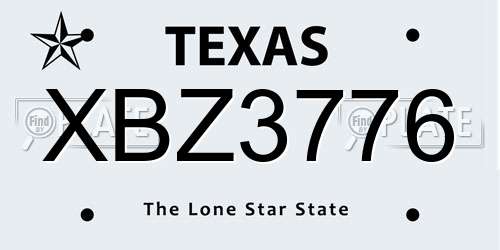 XBZ3776 Texas License Plate