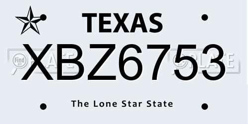 XBZ6753 Texas License Plate