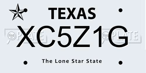XC5Z1G Texas License Plate