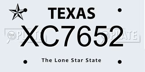 XC7652 Texas License Plate