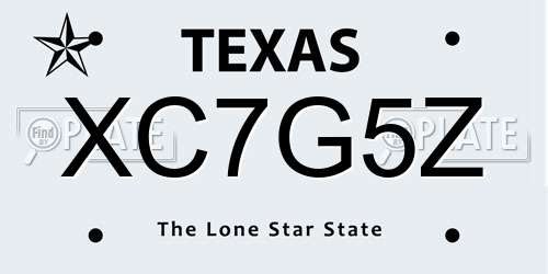 XC7G5Z Texas License Plate