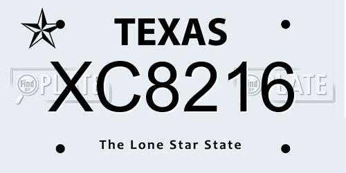 XC8216 Texas License Plate
